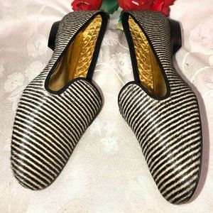 Avec Moderation Zebra Hair Women Loafer Quilted Italy Fashion shoes. Sz-9M.